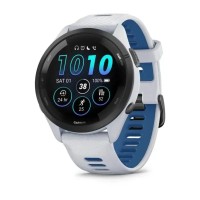 Смарт-часы Garmin Forerunner 265 с черным безелем, белым корпусом и бело-синим силиконовым ремешком