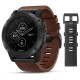 Смарт-часы Garmin Fenix ​​5X Plus Sapphire серые с коричневым кожаным ремешком