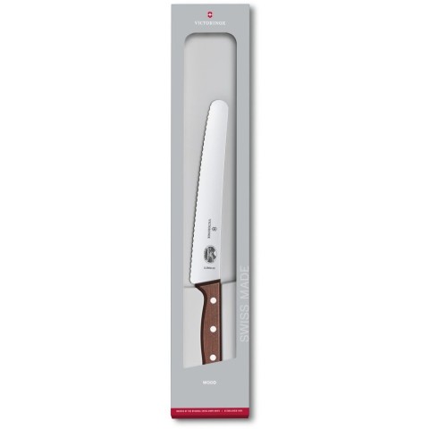 Кухонний ніж Victorinox Wood Bread&Pastry лезо 22см хвил. з дерев. ручкою у подар.упак.