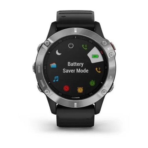 Смарт-часы Garmin fenix 6 серебристые с черным ремешком