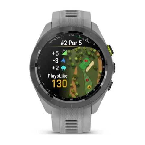 Смарт-годинник Garmin Approach S70 (42 мм) з чорним керамічним безелем та сірим ремінцем