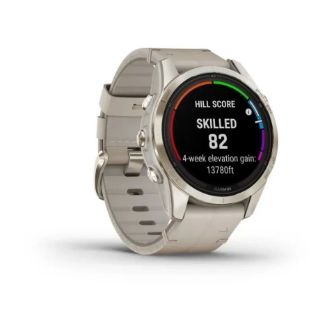 Смарт-часы Garmin fenix 7S Pro Sapphire Solar Edition нежно-золотистые с кожаным ремешком цвета известняка