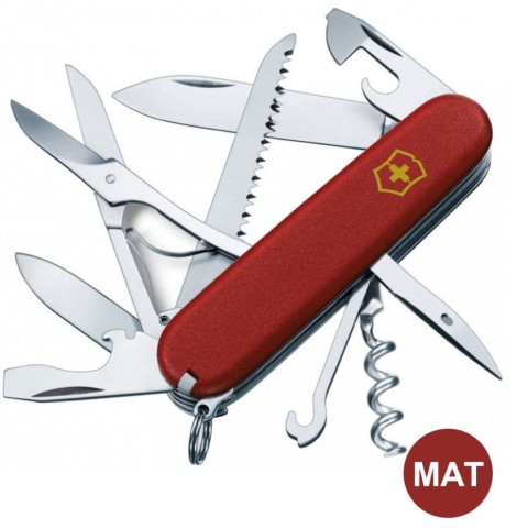 Ніж Victorinox Huntsman Mat 91мм,15функ,черв.мат,жовт.лого