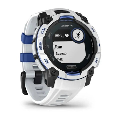 Смарт-годинник Garmin Instinct 3 (45 мм) Solar білий камінь/білий/синя блискавка