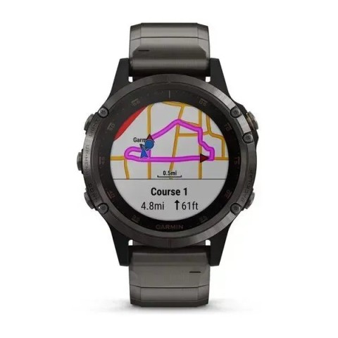 Смарт-часы Garmin fenix 5 Plus Sapphire серые титановые DLC с титановым ремешком