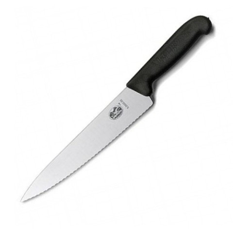 Кухонний ніж Victorinox Fibrox Carving лезо 22см хвил. з чорн. ручкою