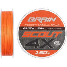 Шнур Brain Scout 4X 150m (fluoro Orange) 0.148mm 8.6kg