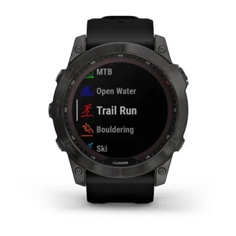 Смарт-годинник Garmin fenix 7X Sapphire Solar карбоново-сірий титановий DLC з чорним ремінцем