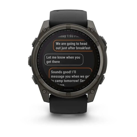 Смарт-годинник Garmin fenix 8 (51 мм) Sapphire Solar карбоново-сірий DLC титан чорний/гравійно-сірий
