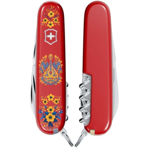 Ніж Victorinox Camper Ukraine 91мм,13функ,черв ,Українські мотиви