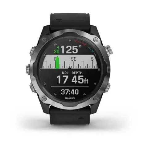 Смарт-годинник Garmin Descent Mk2 з нержавіючої сталі з чорним ремінцем