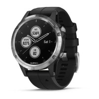 Смарт-годинник Garmin fenix 5 Plus сріблястий з чорним ремінцем