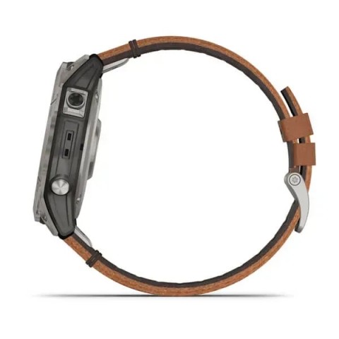 Смарт-годинник Garmin fenix 7X Sapphire Solar титановий з каштановим шкіряним ремінцем