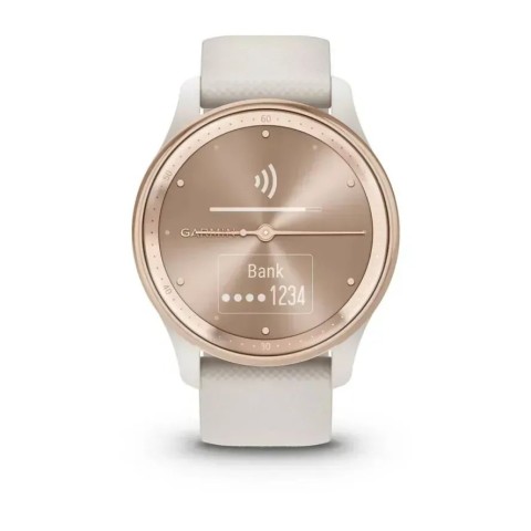 Смарт-часы Garmin vivomove Trend с персиково-золотистым стальным безелем, корпусом и ремешком цвета айвори