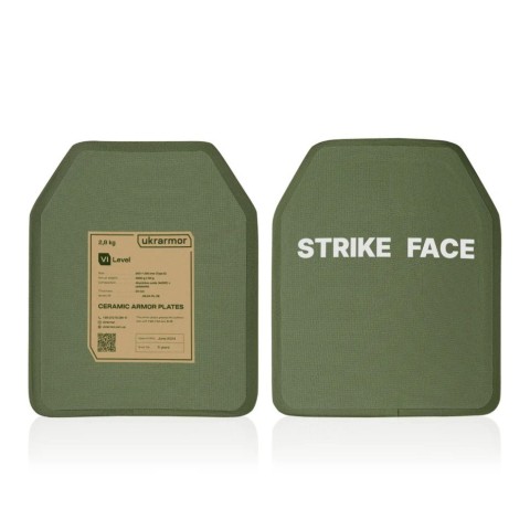 Комплект бронеплит керамічних Ukrarmor 6 клас, 5,6 кг, M, Олива комплект