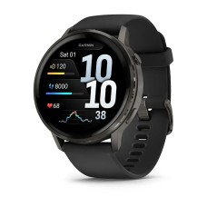 Смарт-годинник Garmin Venu 4 (45 мм) сланцевий з чорним силіконовим ремінцем