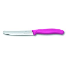 Нож кухонный Victorinox SwissClassic 11см, серрейтор, скругленный, розовый