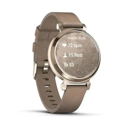 Смарт-годинник Garmin Lily 2 Classic кремово-золотистий із кавовим нейлоновим ремінцем