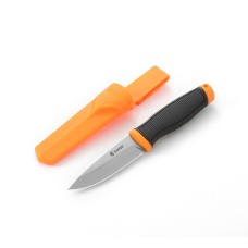 Ніж фіксований туристичний Ganzo G806 (9.8 см) 8CR14 / PP+TPR помаранчевий з чохлом