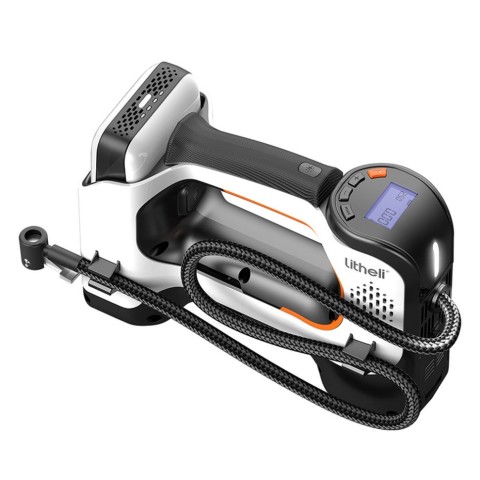 Акумуляторний компресор Litheli з ліхтарем, живлення від павербанку (УМБ Litheli Power Bank 20000 mAh, 45 W, 2А в комплекті)