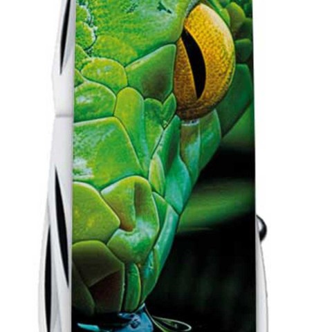 Ніж Victorinox Huntsman Zodiac 91мм,15функ ,Зелена дерев'яна змія