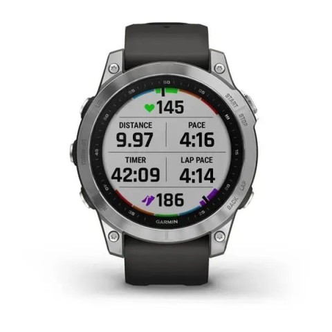 Смарт-часы Garmin fenix 7 серебристые с ремешком графитового цвета
