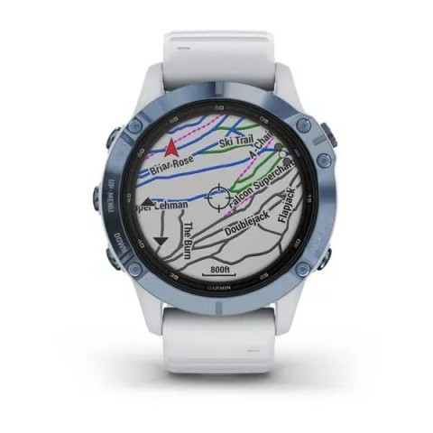 Смарт-годинник Garmin fenix 6 Pro Solar Edition мінерально-синій з білим ремінцем