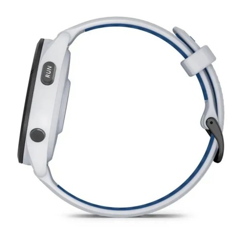 Смарт-годинник Garmin Forerunner 265 з чорним безелем, білим корпусом та білим/синім силіконовим ремінцем