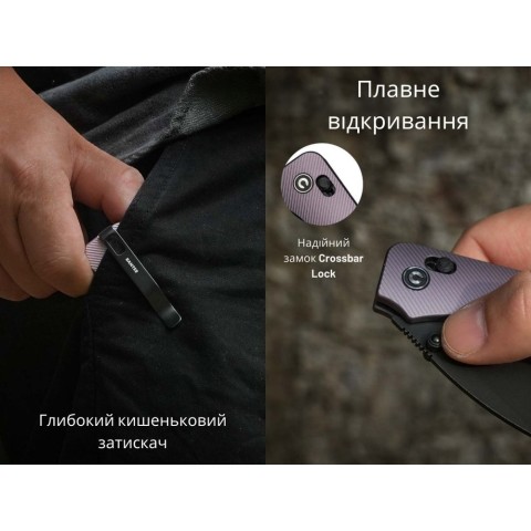 Ніж складаний кишеньковий Civivi Baby Banter 2, (5.9 см) Nitro-V / Aluminum фіолетовий