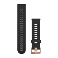 Швидкозмінні ремінці Garmin силіконові (20 мм) чорні з рожево-золотистою фурнітурою (для Forerunner 645)