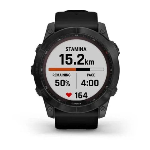 Смарт-годинник Garmin fenix 7X Sapphire Solar чорний титановий DLC з чорним ремінцем