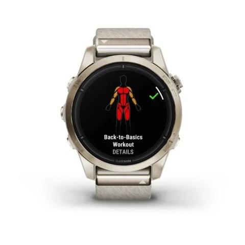 Смарт-годинник Garmin epix Pro Gen 2 Sapphire Edition (42мм) ніжно-золотистий з нейлоновим ремінцем кремового кольору