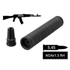 Газорозвантажений 2в1 розбірний пбс+пламегас AFTactical S44GF30, 5.45мм, 24x1.5 Rh, АК74 | АКС74У
