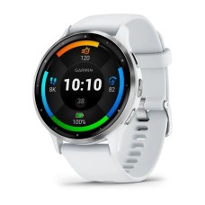 Смарт-годинник Garmin Venu 3 білий зі сріблястим сталевим безелем і силіконовим ремінцем