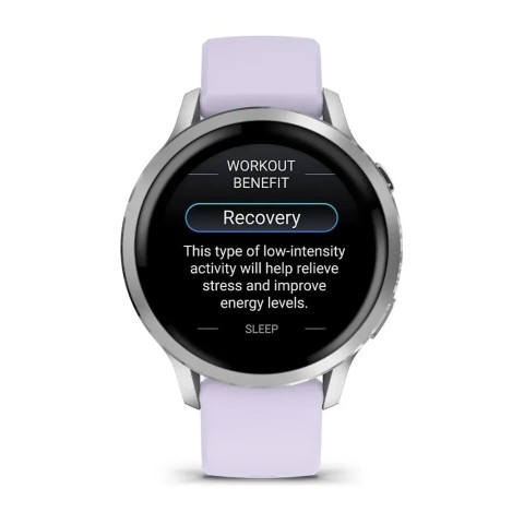 Смарт-годинник Garmin Venu 4 (41 мм) сріблястий з силіконовим ремінцем барвінкового кольору