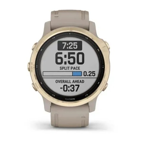 Смарт-часы Garmin fenix 6S Pro Solar Edition светло-золотистые с песочным ремешком