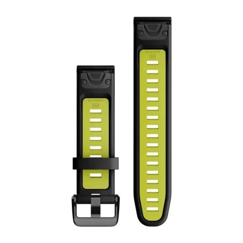 Ремешки для часов Garmin QuickFit 20 силиконовые черные/электрик-лайм
