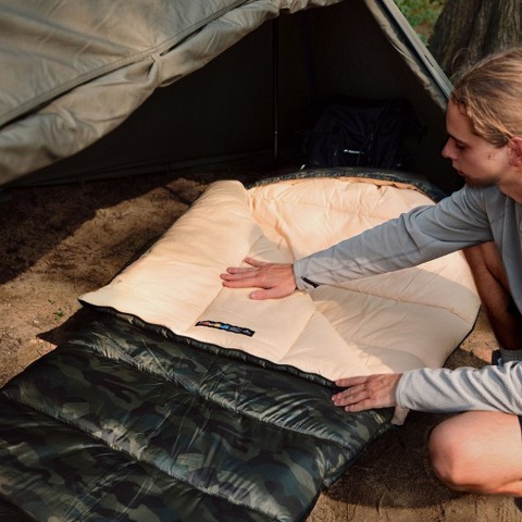 Спальний мішок з капюшоном Naturehike M320 CNK2350WS023, зелений камуфляж, правий