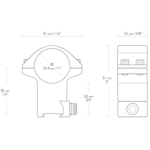 Кольца Hawke Match Mounts. d - 25.4 мм. High. 