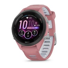 Смарт-годинник Garmin Forerunner 265s з чорним безелем, рожевим корпусом та рожевим/сірим силіконовим ремінцем