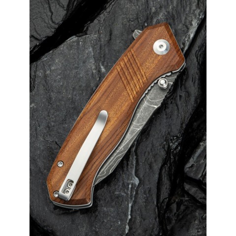 Ніж складаний туристичний Civivi Placoid, (9.3 см) Damascus / Guibourtia Wood