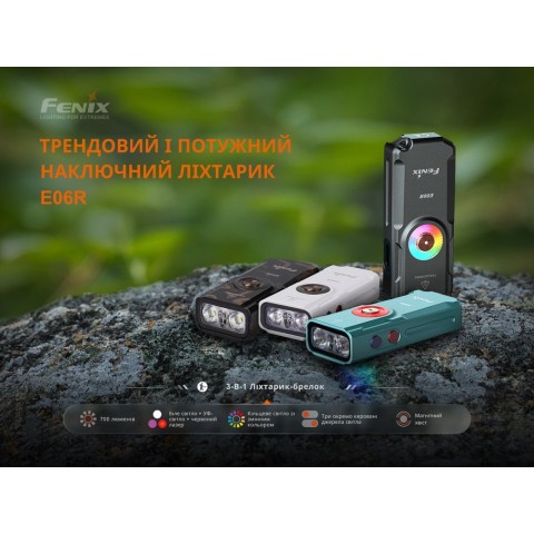 Ліхтар наключний Fenix E06R, чорно-коричневий | Лімітована серія