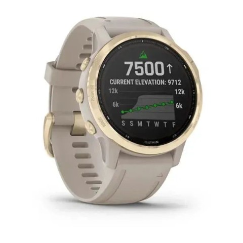 Смарт-часы Garmin fenix 6S Pro Solar Edition светло-золотистые с песочным ремешком