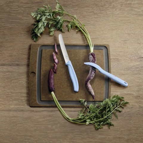 Набір кухонний Victorinox SwissClassic Paring Set 2шт з блакит. ручкою (ніж, овочечистка Universal) у подар.упак.
