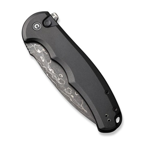 Ніж складаний туристичний Civivi Praxis,  (9.5 см) Damascus / Aluminum чорний