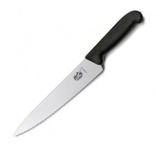 Кухонний ніж Victorinox Fibrox Carving лезо 19см хвил. з чорн. ручкою