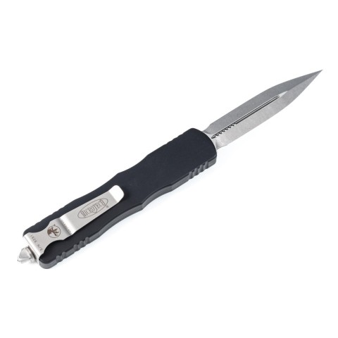 Ніж Microtech Dirac Delta D/E OTF, stonewash клинок, чорне руків'я