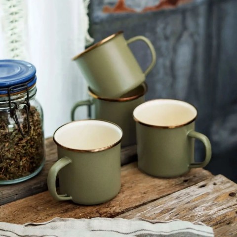 Набор чашек Barebones Enamel 2-Tone Mug Set 2 чашки Olive Drab