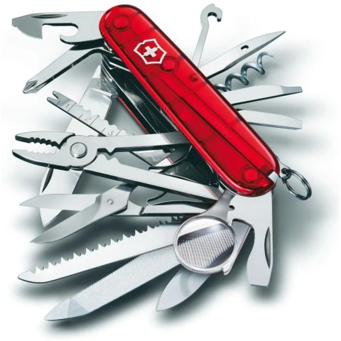 Ніж Victorinox Swisschamp 91мм,33функ,черв.прозор