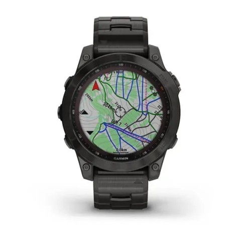 Смарт-часы Garmin fenix 7 Sapphire Solar карбоново-серые титановые DLC с титановим вентилируемым браслетом